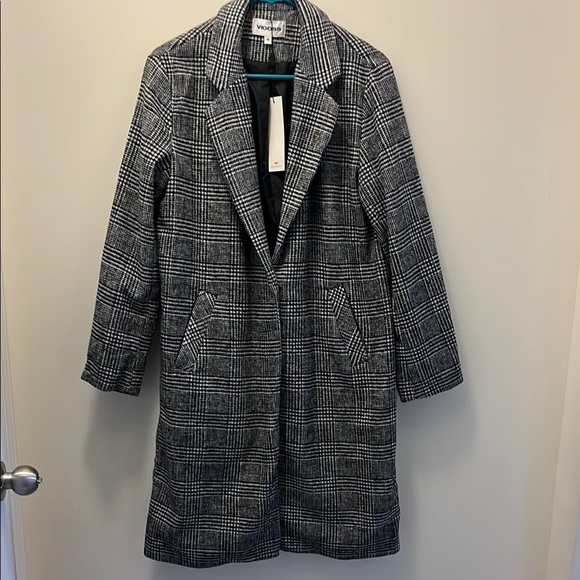 NWT Vigoss gray plaid knee length coat size Medium - Picture 2 of 11